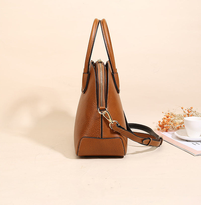 Womens Vintage Leather Top Handle Satchel Bag-7