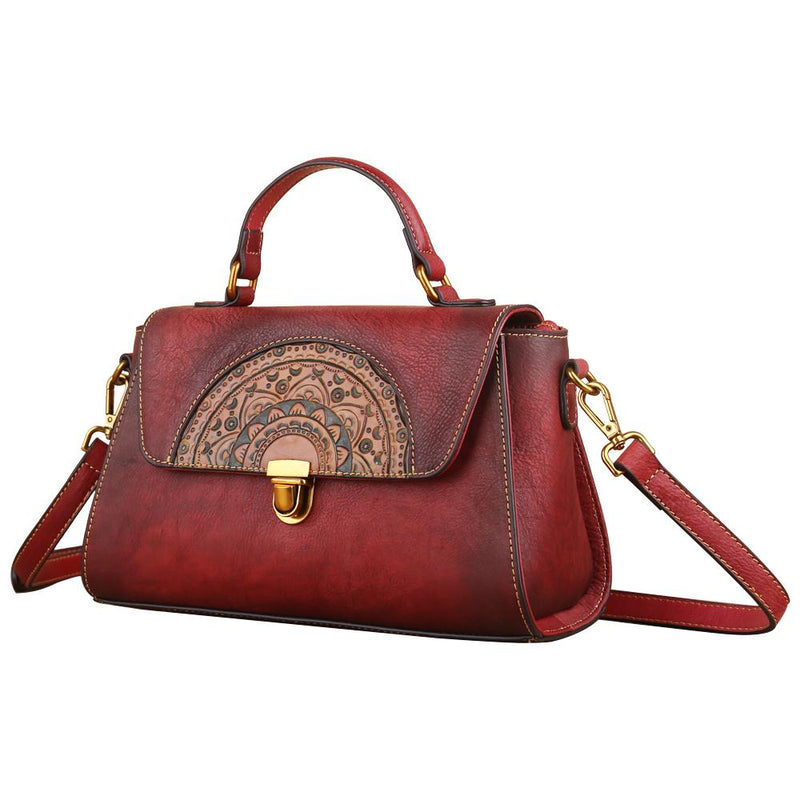 Womens  Vintage Leather Tote Handbag Small Top-Handle Bags-11