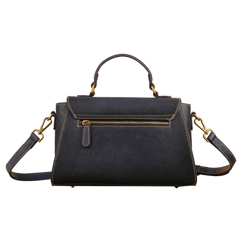 Womens  Vintage Leather Tote Handbag Small Top-Handle Bags-14