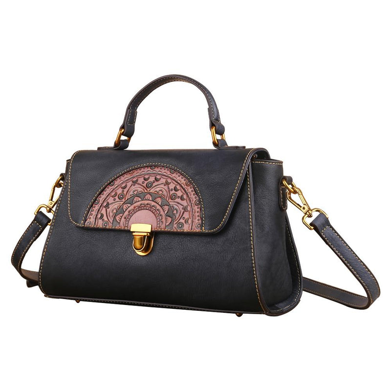 Womens  Vintage Leather Tote Handbag Small Top-Handle Bags-13