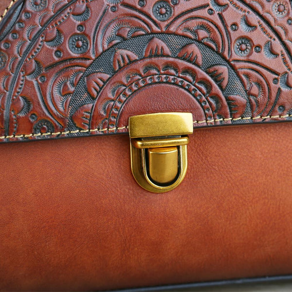 Womens  Vintage Leather Tote Handbag Small Top-Handle Bags-1