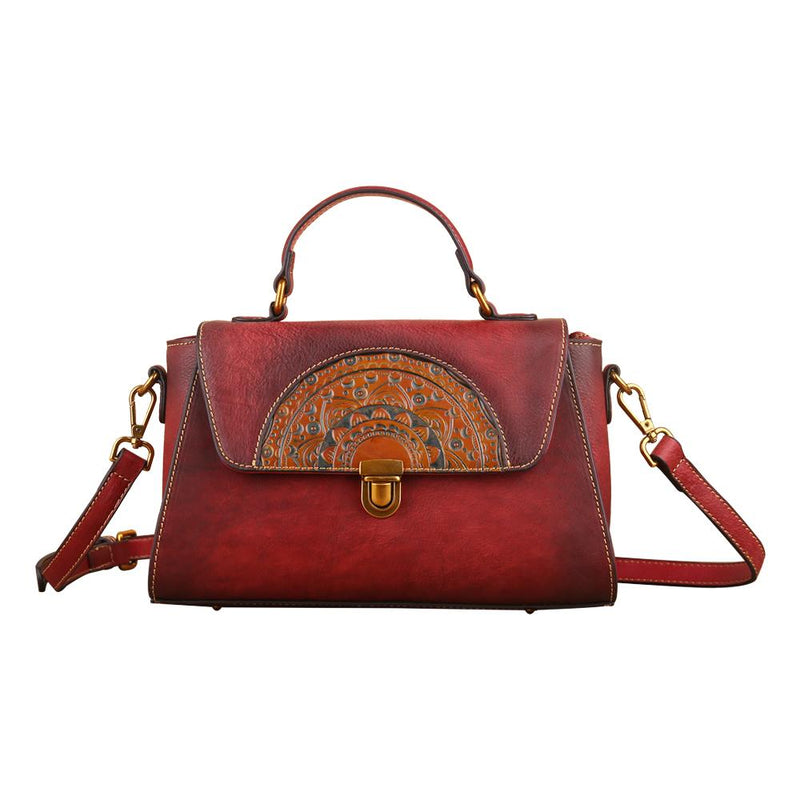 Womens  Vintage Leather Tote Handbag Small Top-Handle Bags-7